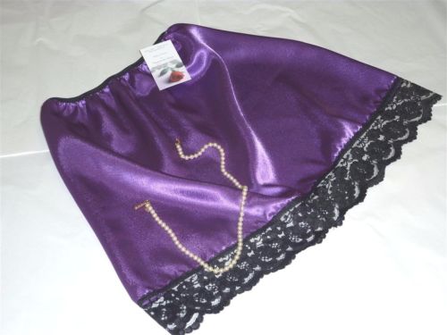 Purple satin and black lace half slip